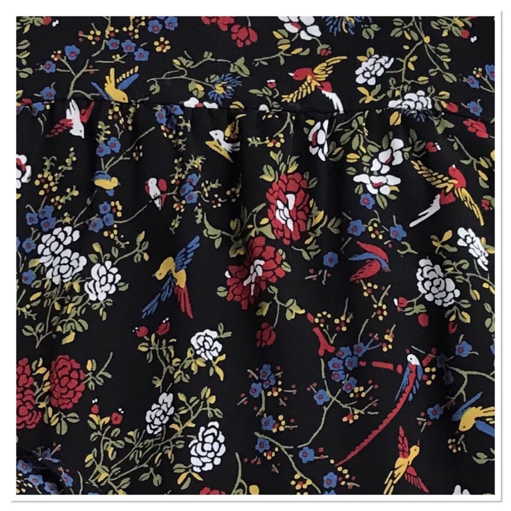 Madewell Ruffle Peplum Top In Finch Floral Black Red Multi Color Size XXS - Picture 4 of 9
